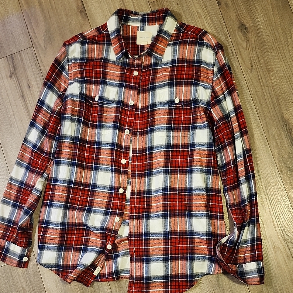Men's Red and Blue Plaid Shirt